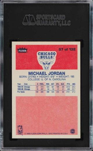 1986 Fleer Basketball Michael Jordan ROOKIE RC 57 SGC 9 (PWCC) 2