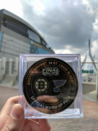 2019 Stanley Cup Final Game 7 Warm - Up Puck St.  Louis Blues Boston Bruins
