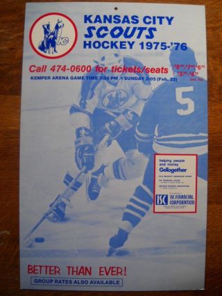 1975 Kansas City Scouts Broadside Poster Defunct National Hockey League Nhl Team