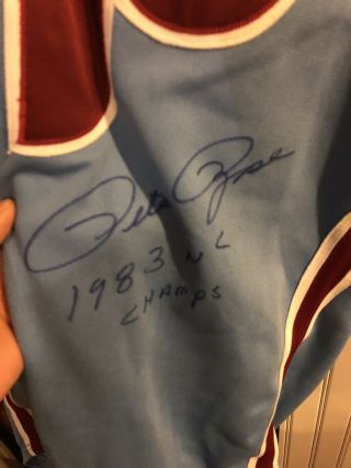 Phillies Game Used/ Worn 1983 Pete Rose Playoff Jersey 5