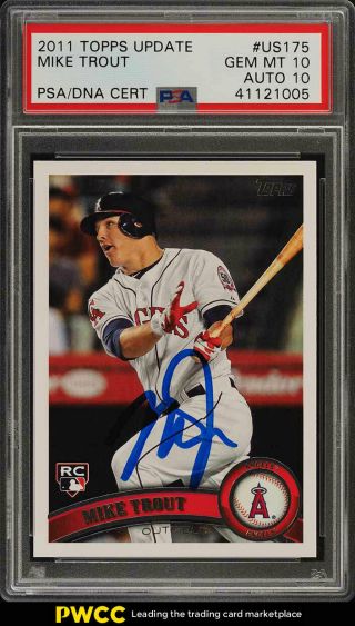 2011 Topps Update Mike Trout Rookie Rc Psa/dna 10 Auto Us175 Psa 10 Gem (pwcc)