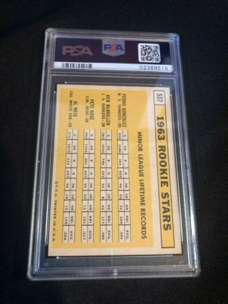1963 Topps 537 Pete Rose Rookie Card RC - PSA 7 - NM - Very Well Centered 2