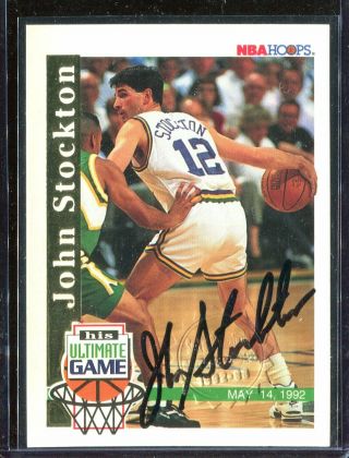 John Stockton 1992 - 93 Hoops Ultimate Game Autograph Auto Skybox Stamp 2
