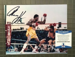 Thomas Hitman Hearns Signed 8x10 Boxing Photo Beckett Bas Witnessed