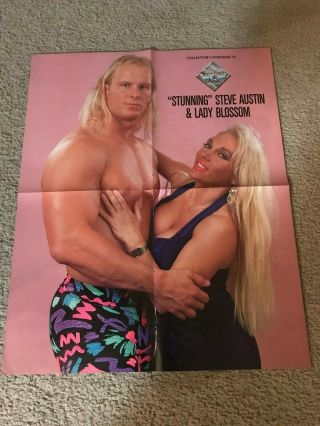 Vintage Wcw Stunning Steve Austin 2 - Sided Poster 90s Lady Blossom Wwf Stone Cold