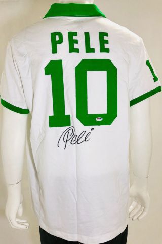 Cosmos Pele Autographed Soccer Jersey - Psa/dna Signed