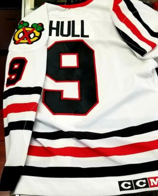 CCM Chicago Blackhawks Hull 9 CENTER ICE FIGHT STRAP NHL Jersey 44 made in USA 4