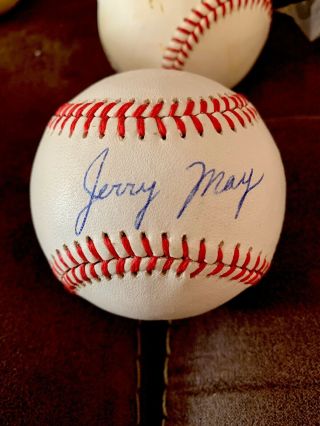 Jerry May Died 1996 Former Star Autographed Baseball Pittsburgh Pirates