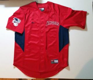 Anaheim Angels Vintage Nike Team Sewn Red Baseball Jersey Shirt Men 