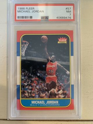 1986 - 87 Fleer Michael Jordan Rookie 57 Psa 7 Centered
