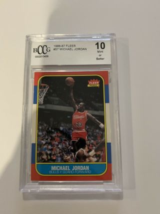 1986 - 87 Fleer 57 Michael Jordan Bulls Authentic Rookie Card Bgs Bccg 10