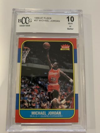 1986 - 87 fleer 57 MICHAEL JORDAN bulls AUTHENTIC rookie card BGS BCCG 10 2
