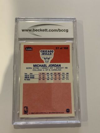 1986 - 87 fleer 57 MICHAEL JORDAN bulls AUTHENTIC rookie card BGS BCCG 10 3
