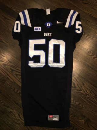 Game Worn Duke Blue Devils Football Jersey Nike 50 Size L