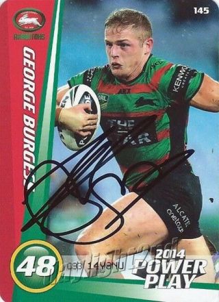✺signed✺ 2014 South Sydney Rabbitohs Nrl Premiers Card George Burgess Power Play