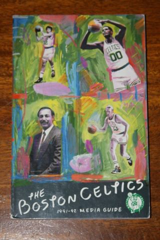 Peter Max Cover 1991 - 92 Boston Celtics Media Guide Bird,  Mchale,  & Parish