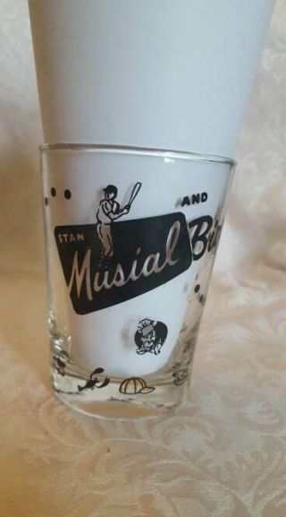 1950s Stan Musial Biggies St.  Louis Restaurant Glass Tumbler Vtg Baseball