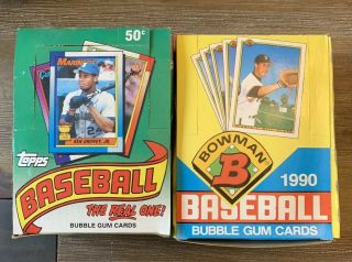 1990 Bowman & Topps Baseball Wax Box.  Griffey Rare Error Thomas Rookie