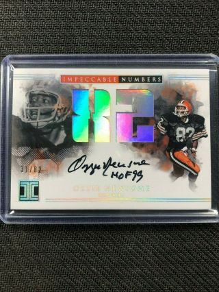 2017 Impeccable Ozzie Newsome On Card Auto /82 Cleveland Browns Fx