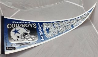 Dallas Cowboys Felt Pennant Bowl Xxvii Champions 1992 Nfl Football Vtg
