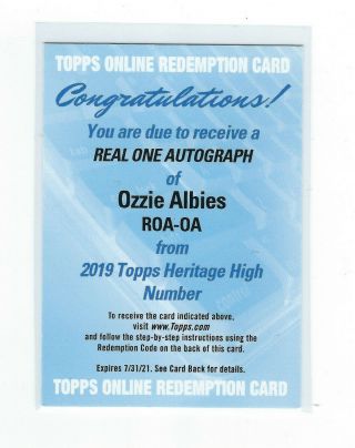 2019 Topps Heritage High Number Real One Ozzie Albies Braves Auto Redemption