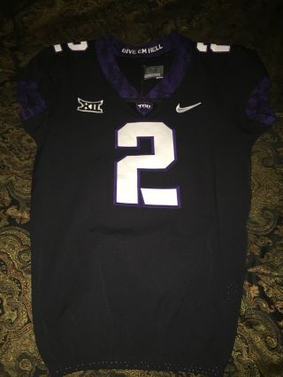 Nike Tcu Horned Frogs Football Game Worn Game Issued Black Jersey 2