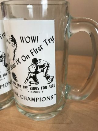 Pair (2) 1975 PITTSBURGH STEELERS BOWL IX Champions Glass Mug RARE 4