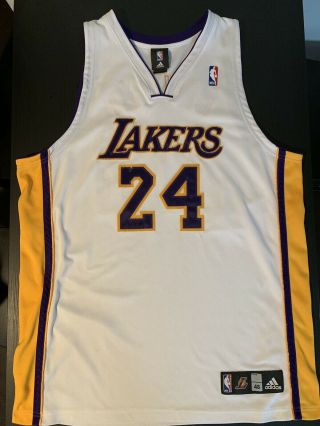 Authentic Adidas Los Angeles Lakers Kobe Bryant 24 White Home Jersey La Size 48