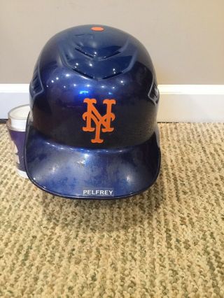 Mike Pelfrey York Mets 2011 Game Batting Helmet Mlb Fj088258 Pitcher