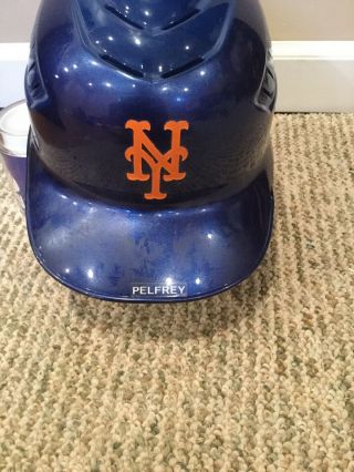Mike Pelfrey York Mets 2011 Game Batting Helmet MLB FJ088258 Pitcher 2