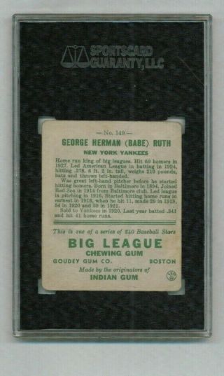 1933 Goudey Babe Ruth 143 SGC 40 Vg 3 2