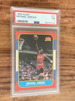 1986 - 87 Fleer Michael Jordan Rookie 57 Psa 7 Centered Nba Chicago Bulls Card