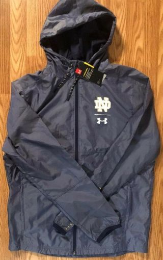 Notre Dame Football Team Issued Under Armour Full Zip Coat Tags Large
