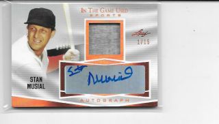 2018 Leaf In The Game Sports Stan Musial Auto Jersey Autograph 1/15 Cardinals