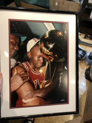 Michael Jordan Signed 16x20 Photo Framed Uda Upper Deck