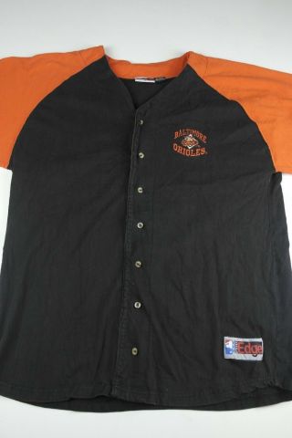 Vintage The Edge Baltimore Orioles Jersey Shirt Mens Size L Black Orange Vtg Mlb