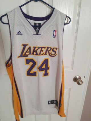 Authentic Kobe Bryant Los Angeles Lakers Large White Number 24 Jersey Size 50
