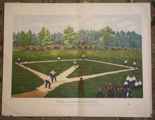 The American National Game Of Base Ball Rare Antique Sidney Lucas Print