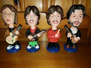 The Beatles Complete Set Of 4 Ceramic/bobbing Head/ Nodder/bobbin Head