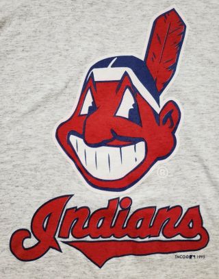Cleveland Indians Vintage 1995 Tshirt Chief Wahoo Script Logo Single Stich Xl