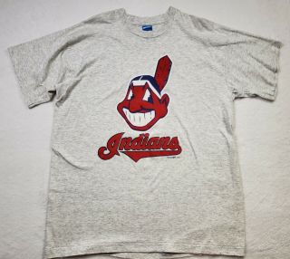 Cleveland Indians Vintage 1995 Tshirt Chief Wahoo Script logo single stich XL 2
