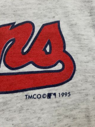 Cleveland Indians Vintage 1995 Tshirt Chief Wahoo Script logo single stich XL 3