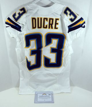 2014 San Diego Chargers Greg Ducre 33 Game Issued White Jersey
