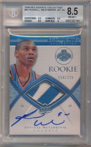 Russell Westbrook 2008/09 Ud Exquisite Rc Auto 2 Color Patch Sp /225 Bgs 8.  5 10