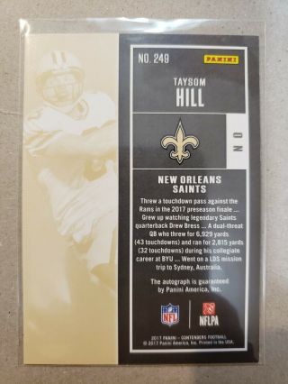 2017 PANINI CONTENDERS ROOKIE TICKET AUTO TAYSOM HILL 249 RC SP AUTOGRAPH 2