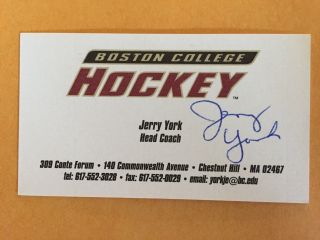 Jerry York Autograph Boston College Eagles 5 Ncaa Titles Hof? Business Card