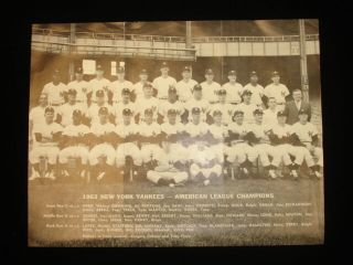 1963 8.  5 " By 11 " York Yankees Team Issued Photograph