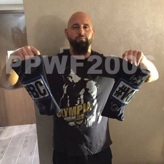 WWE KARL ANDERSON RING WORN SIGNED THE CLUB TRUNKS & PADS WITH PICTURE PROOF 5