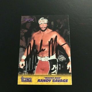 Macho Man Randy Savage Signed Autographed Rare 1998 Topps Wcw Card Rare 66