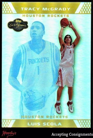 2007 - 08 Topps Co - Signers Gold Blue Foil 99 Luis Scola Tracy Mcgrady Rc 3/5